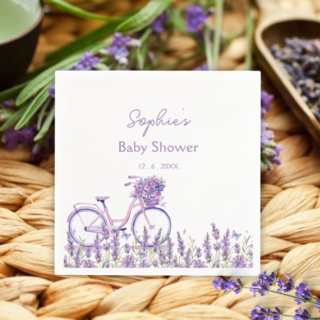 Servilleta De Papel Elegante Lavender Wildflower Bicycle Baby Shower (Subido por el creador)