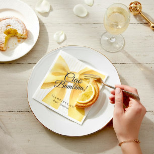 Servilleta De Papel Elegante lazo amarillo 'Ciao Bambina!' Baby Shower