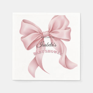 Servilleta De Papel Elegante lazo rosa Coquette Baby Shower niña