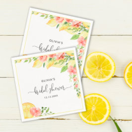 Servilleta De Papel Elegante Lemons Greenery Bridal Shower Napkins