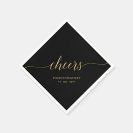Servilleta De Papel Elegante Letra Dorada y Negra Brindis