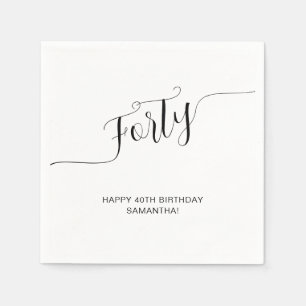 Servilleta De Papel Elegante letra manuscrita cumpleaños cuarenta 40