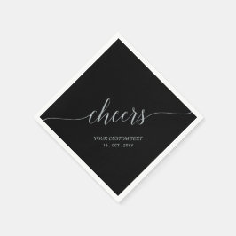 Servilleta De Papel Elegante letra plateada y negra Brindis elegante