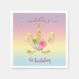 Servilleta De Papel Elegante lindo purpurina de oro de primer cumpleañ