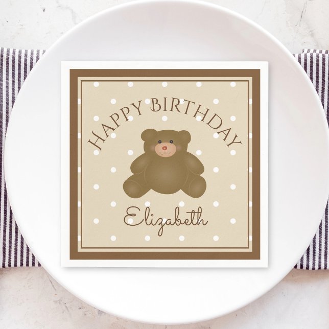 Servilleta De Papel Elegante lindo Teddy Oso Bebé Primer cumpleaños (Subido por el creador)