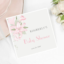 Servilleta De Papel Elegante Lirio Rosa Verde deja Baby Shower