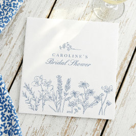 Servilleta De Papel Elegante lluvia de boda de flores silvestres azul 