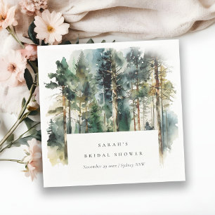 Servilleta De Papel Elegante Lluvia de Boda del Bosque de Acuarela