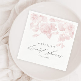Servilleta De Papel Elegante lluvia de boda floral en rosa script