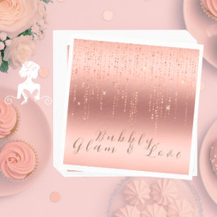 Servilleta De Papel Elegante Lluvia de Confeti Rosa Dorado para Desped