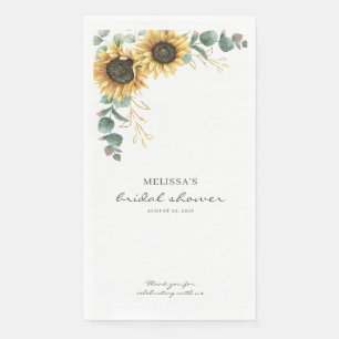 Servilleta De Papel Elegante Lluvia de Flores de Girasol y Eucalipto p