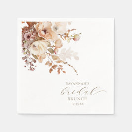 Servilleta De Papel Elegante Lluvia Floral de Otoño Bridal en Neutro