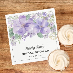 Servilleta De Papel Elegante Lluvia Floral Morada de Novia