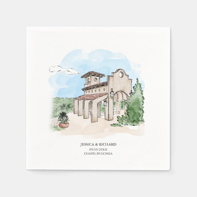 Servilleta De Papel Elegante lugar dibujado a mano gracias (Anverso)