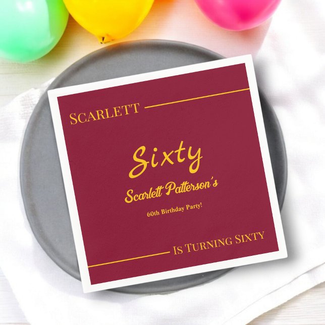 Servilleta De Papel Elegante Lujo Borgoña Y Dorado Aniversario Moderno (Subido por el creador)