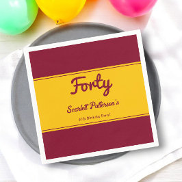 Servilleta De Papel Elegante Lujo Borgoña Y Oro 40 Aniversario