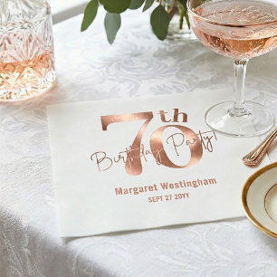 Servilleta De Papel Elegante Lujo Chic Rosa 70 Cumpleaños