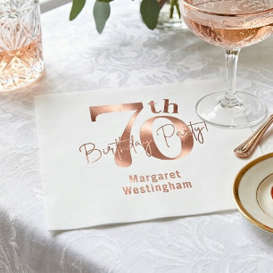 Servilleta De Papel Elegante Lujo Chic Rosa Dorado 70 Cumpleaños