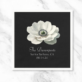 Servilleta De Papel Elegante lujo floral moderno boda negro y blanco