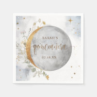 Elegante Luna Celeste de Quinceañera y estrellas