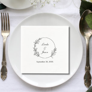 Servilleta De Papel Elegante Mano Dibujada Floral Boda Botánica Person