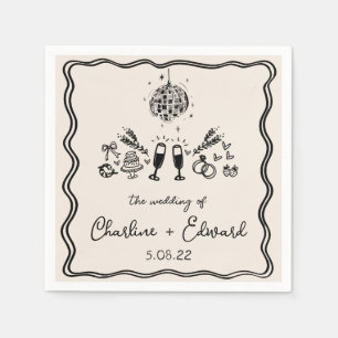 Servilleta De Papel Elegante Mano Dibujada Retro Boda Napkins