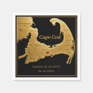 Servilleta De Papel Elegante Mapa de Cape Cod Boda