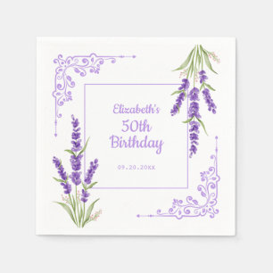 Servilleta De Papel Elegante marco de marco antiguo de Lavanda Púrpura