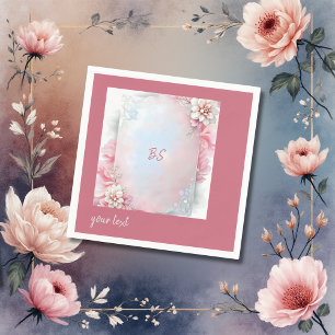Servilleta De Papel Elegante Marco floral rosado boda suave paño brill