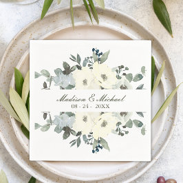 Servilleta De Papel Elegante marfil acuarela Floral Sage Green Boda