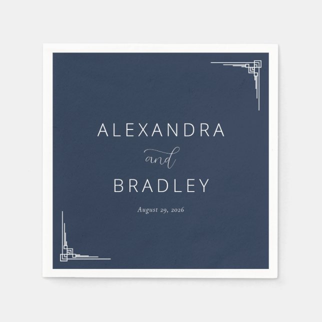 Servilleta De Papel Elegante Marina Geométrico (Anverso)