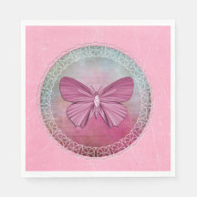 Elegante mariposa Fiesta rosa Napkins
