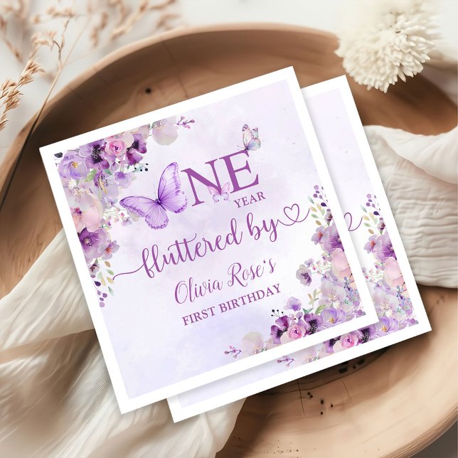 Servilleta De Papel Elegante mariposa morada Fiesta de cumpleaños (Subido por el creador)