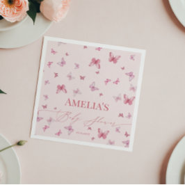 Servilleta De Papel Elegante mariposa rosa Baby Shower Napkins