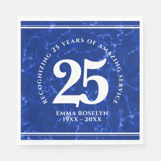 Servilleta De Papel Elegante mármol azul 25 años de trabajo aniversari