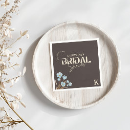 Servilleta De Papel Elegante marrón azul acuarela Floral Bridal Shower