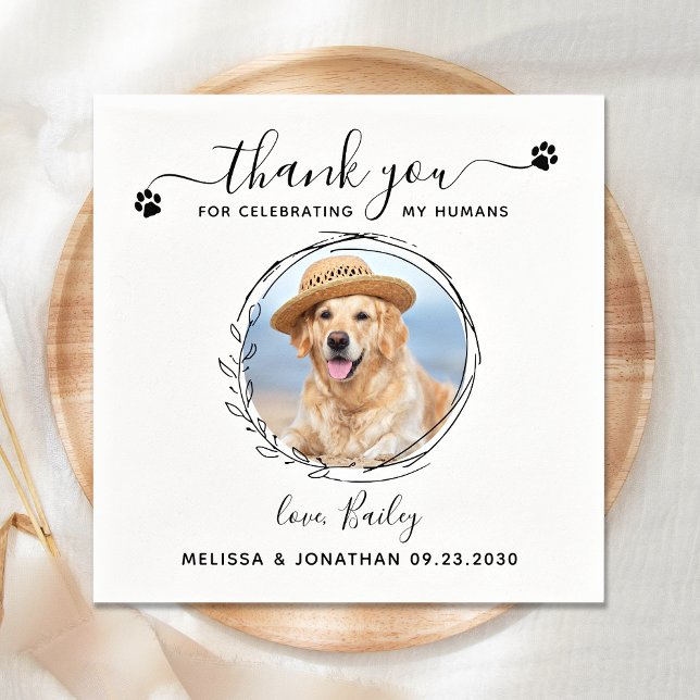 Servilleta De Papel Elegante Mascota Personalizado Foto Boda Perro Gra (Subido por el creador)