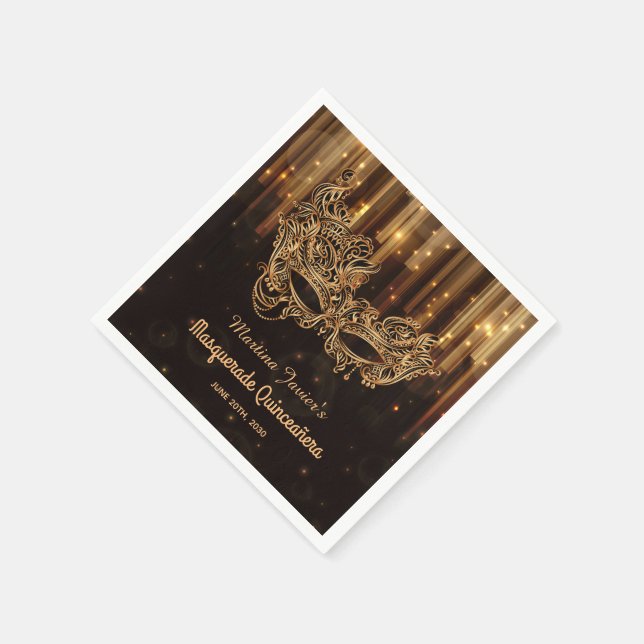 Servilleta De Papel Elegante Masquerade Quinceañera 15 cumpleaños (Borde)