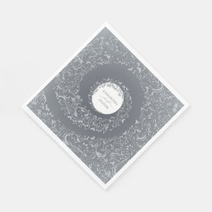 Servilleta De Papel Elegante matrimonio de damasco plateado