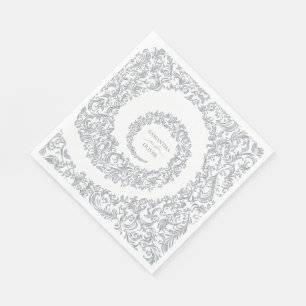 Servilleta De Papel Elegante matrimonio de damasco plateado