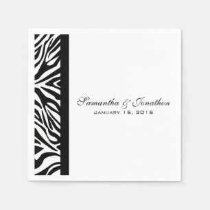 Servilleta De Papel Elegante matrimonio personalizado de cebra blanca