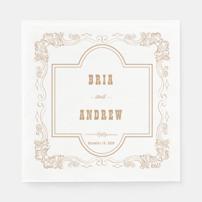 Servilleta De Papel Elegante matrimonio rural (Anverso)