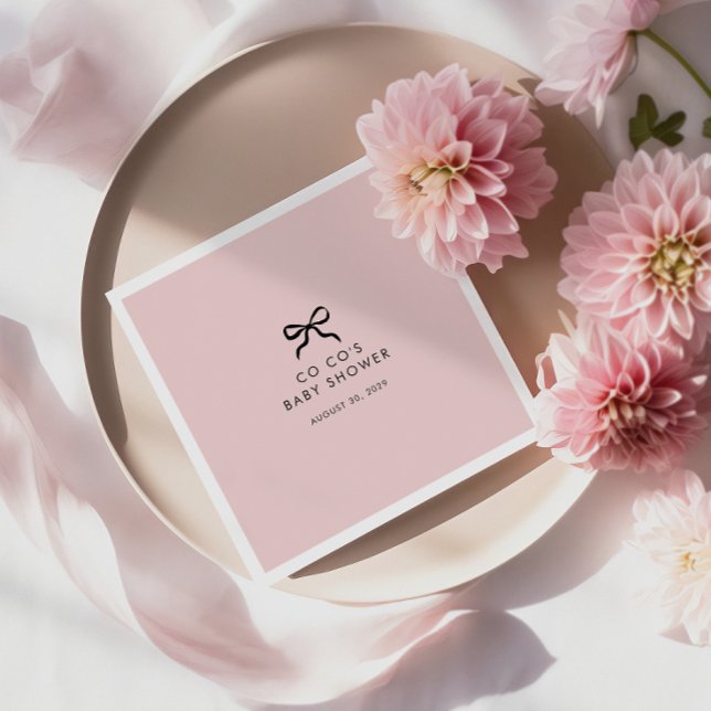 Servilleta De Papel Elegante Minimal Bow Baby Shower Cocktail Napkins (Minimalist Bow Baby Shower Cocktail Napkins )