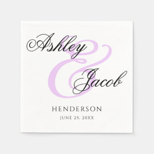 Servilleta De Papel Elegante Minimal Luz Boda Nombre Personalizado Púr