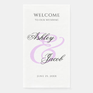 Servilleta De Papel Elegante Minimal Luz Boda Nombre Personalizado Púr