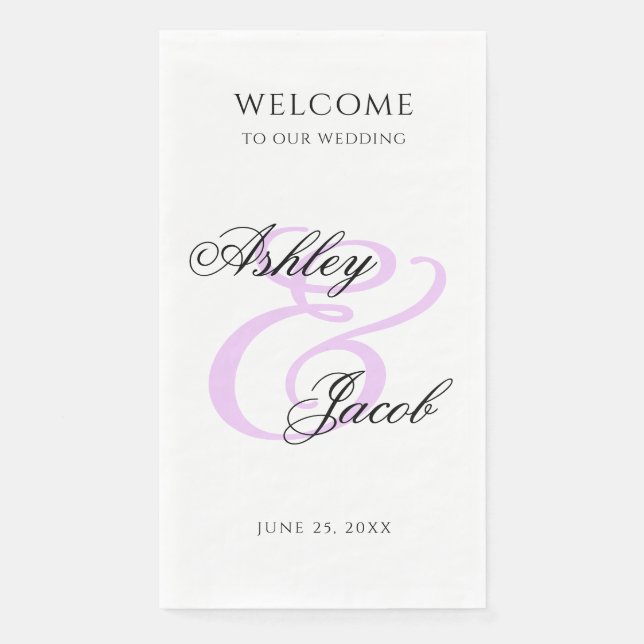 Servilleta De Papel Elegante Minimal Luz Boda Nombre Personalizado Púr (Anverso)