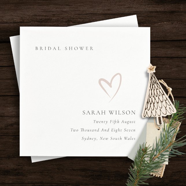 Servilleta De Papel Elegante Minimal Rosa Claro Corazón Despedida de S (Subido por el creador)