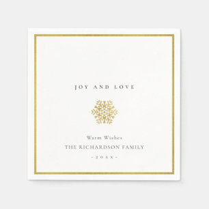 Servilleta De Papel Elegante Minimalismo Faux Gold Snowflake Love & Jo