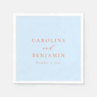 Elegante Minimalista Boda Caligrafía Azul Naranja
