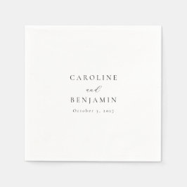 Servilleta De Papel Elegante Minimalista Boda de caligrafía blanca neg